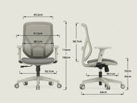 A19 desk chair dimensions and specifications - seat height, width and depth measurements for grey and black models