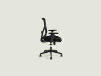 A19 black desk chair angled side view showing reclining mesh backrest and nylon base