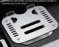Shappa Laptop Stand Riser folded flat into a compact, slim profile for easy storage