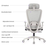 A7 office chair adjustable lumbar support and 2D headrest detail