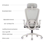 A7 office chair adjustable lumbar support and 2D headrest detail