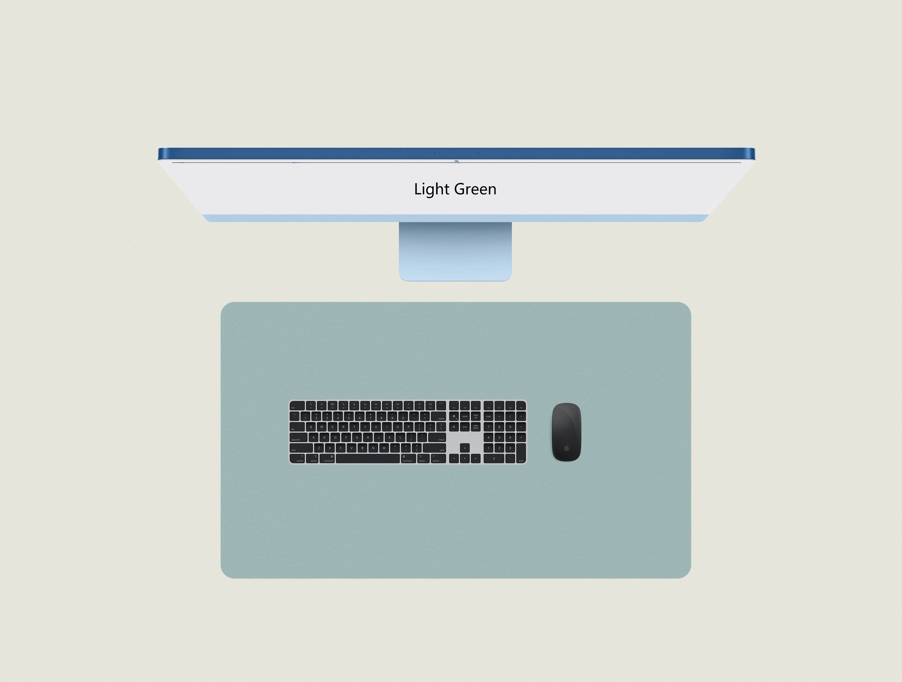Light Green leather desk mat with a keyboard and mouse placed on top