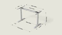 Shappa MS2 standing desk frame dimension diagram showing 63–125 cm height range, 109–180 cm adjustable width and leg spacing measurements