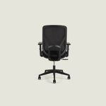 A19 black mesh desk chair rear view showing breathable mesh backrest and quality nylon base