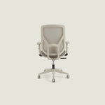 A19 grey mesh desk chair rear view showing breathable mesh backrest and quality nylon base