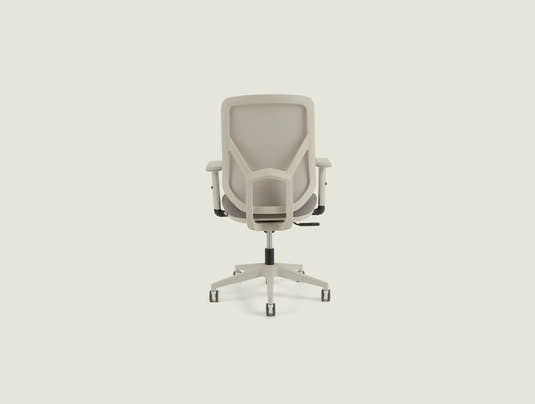 A19 grey mesh desk chair rear view showing breathable mesh backrest and quality nylon base