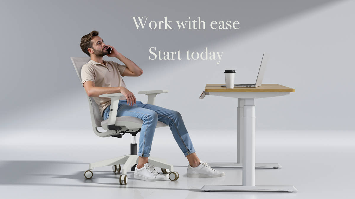 A19 desk chair reclining feature in use - comfortable tilt position with 102° to 125° angle adjustment