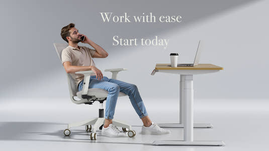 A19 desk chair reclining feature in use - comfortable tilt position with 102° to 125° angle adjustment