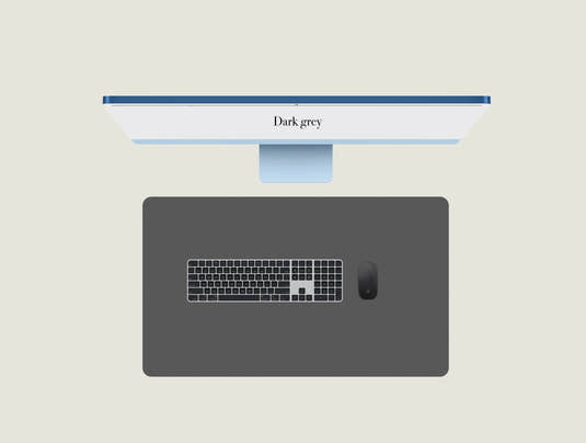Dark Grey leather keyboard mat with a keyboard and mouse placed on top