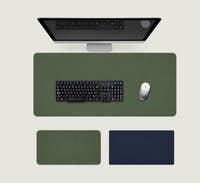 Shappa Dual-Sided Desk Mat in green, shown with a keyboard and mouse plus the green and navy colour options