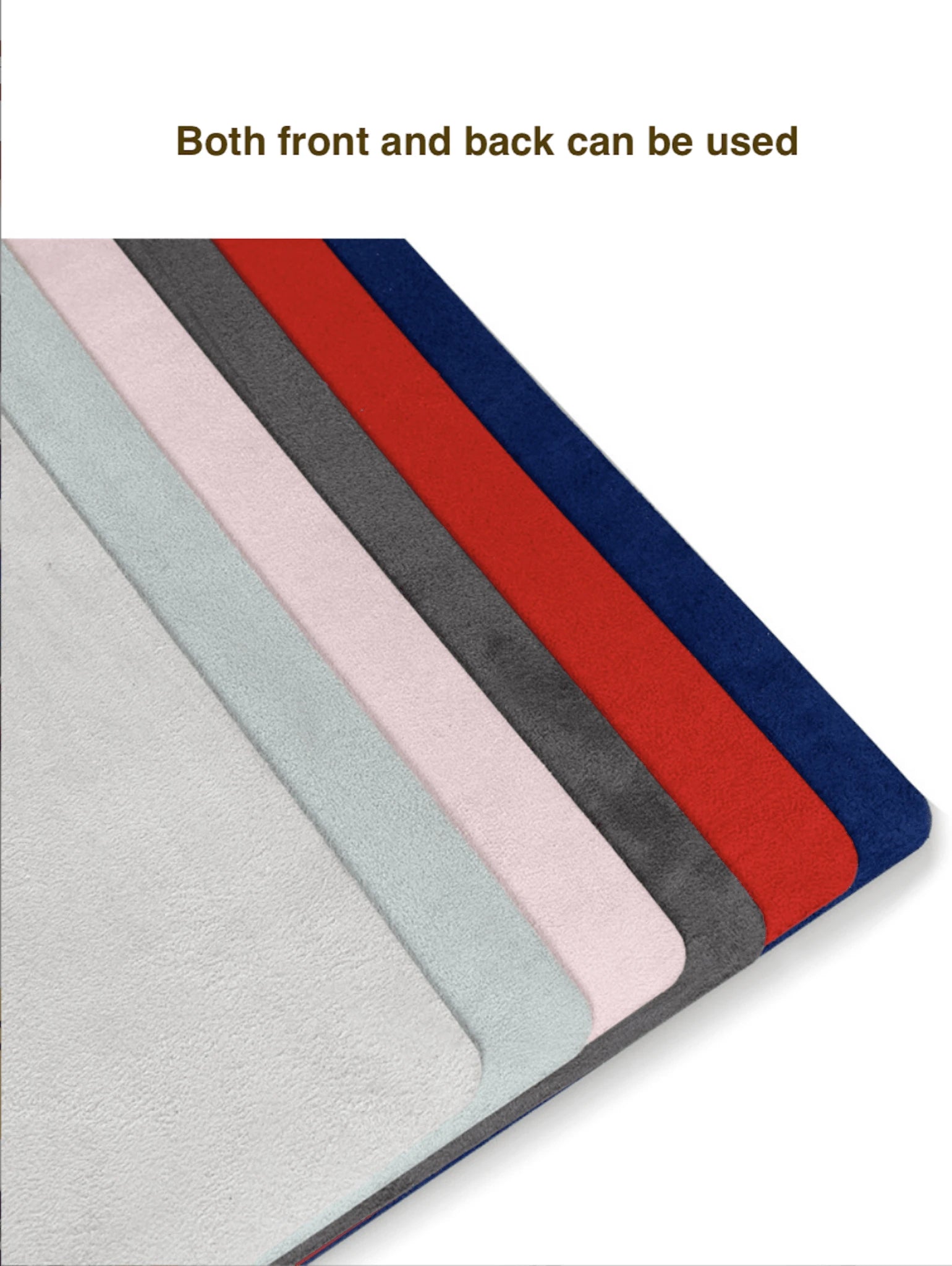 Leather keyboard pad colour options showing the soft suede backing that can also be used