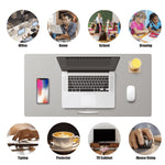 Large keyboard mat shown in office, home, school and drawing use-case icons with a desk scene
