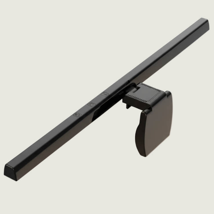 Shappa 50cm LED monitor light bar with eye protection, clipped on a computer screen for reading and desk work
