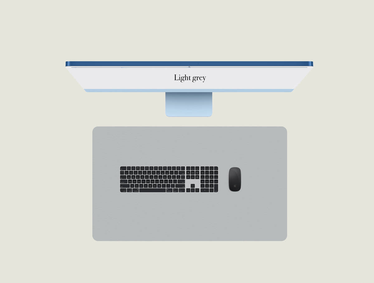Light Grey large keyboard mat with a keyboard and mouse placed on top