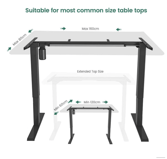 Maidesite T1 Basic - Electric Height-Adjustable Standing Desk Frame（Black） - Shappa