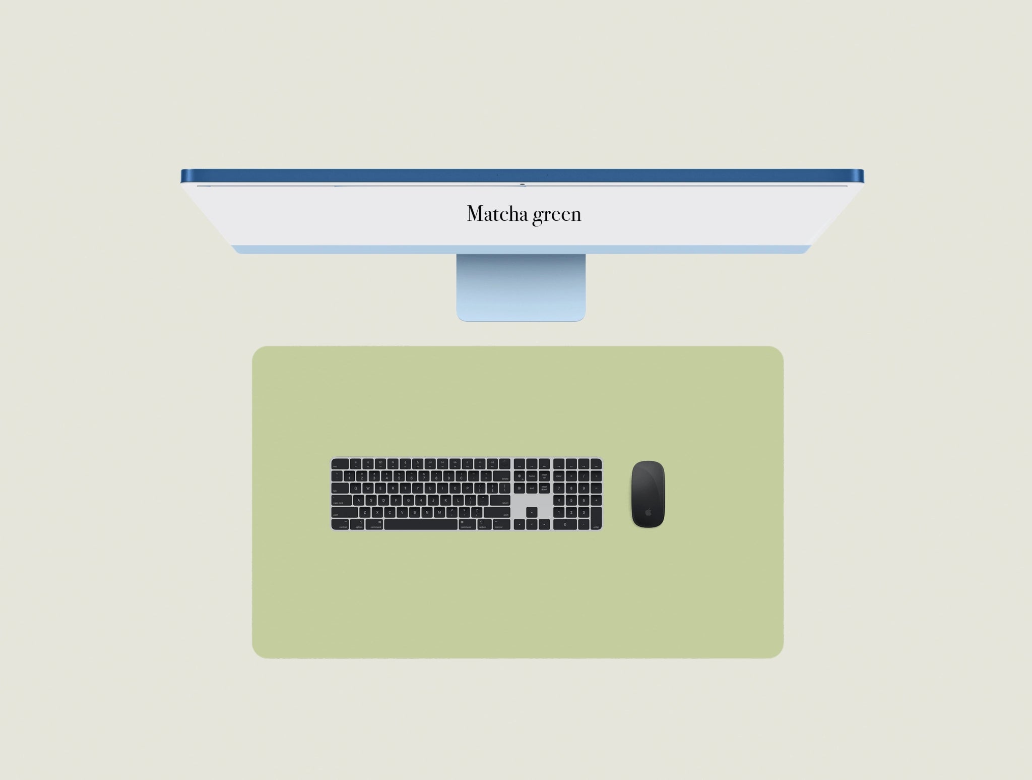 Matcha Green keypad mat with a keyboard and mouse placed on top