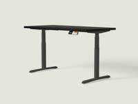 Shappa MO2 electric standing desk with black tabletop and black frame - dual motor oval tube angled studio shot