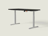 Shappa MO2 electric standing desk with black tabletop and grey frame - dual motor oval tube angled studio shot
