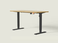 Shappa MS1 electric standing desk with light walnut tabletop and black frame - single motor angled studio shot