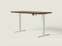 Shappa MS1 electric standing desk with walnut tabletop and white frame - single motor angled studio shot