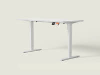 Shappa MS1 electric standing desk with white tabletop and white frame - single motor angled studio shot