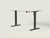 Shappa MS1 electric standing desk with white tabletop and black frame - single motor angled studio shot