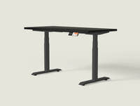 Shappa MS2 electric standing desk with black tabletop and black frame - dual motor square tube angled studio shot