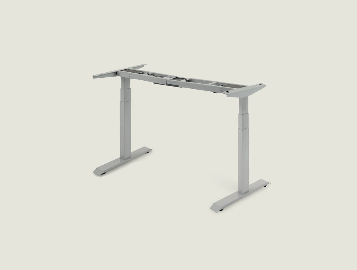 Shappa MS2 electric standing desk legs in grey - dual motor square tube frame only