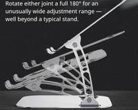 Shappa Laptop Stand Riser dual pivot hinges rotating a full 180 degrees for wide angle adjustment