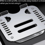 Shappa Laptop Stand Riser folded flat into a compact, slim profile for easy storage