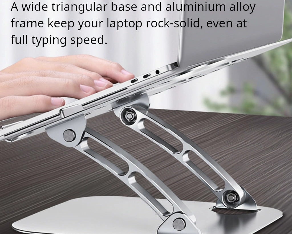 Shappa Laptop Stand Riser holding a laptop steady with no wobble while typing