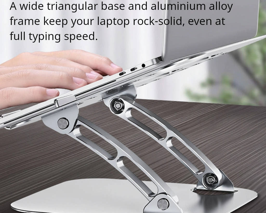 Shappa Laptop Stand Riser holding a laptop steady with no wobble while typing