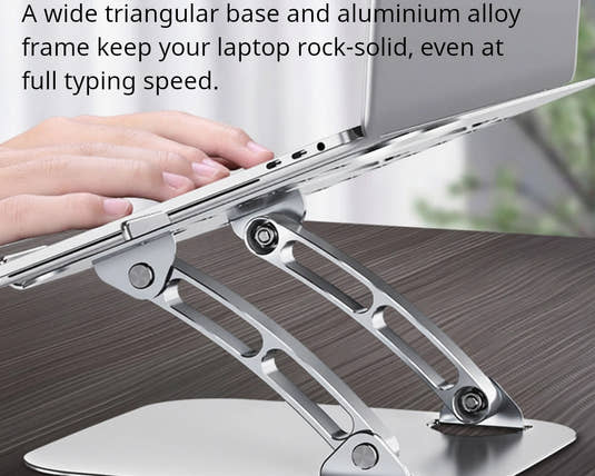 Shappa Laptop Stand Riser holding a laptop steady with no wobble while typing