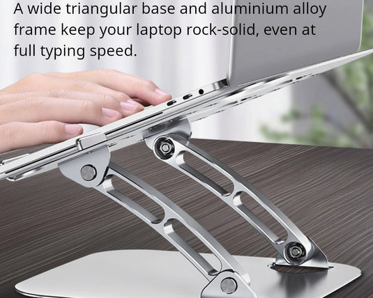 Shappa Laptop Stand Riser holding a laptop steady with no wobble while typing