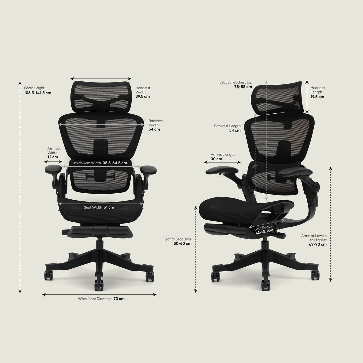 Shappa Smile Pro ergonomic chair dimensions