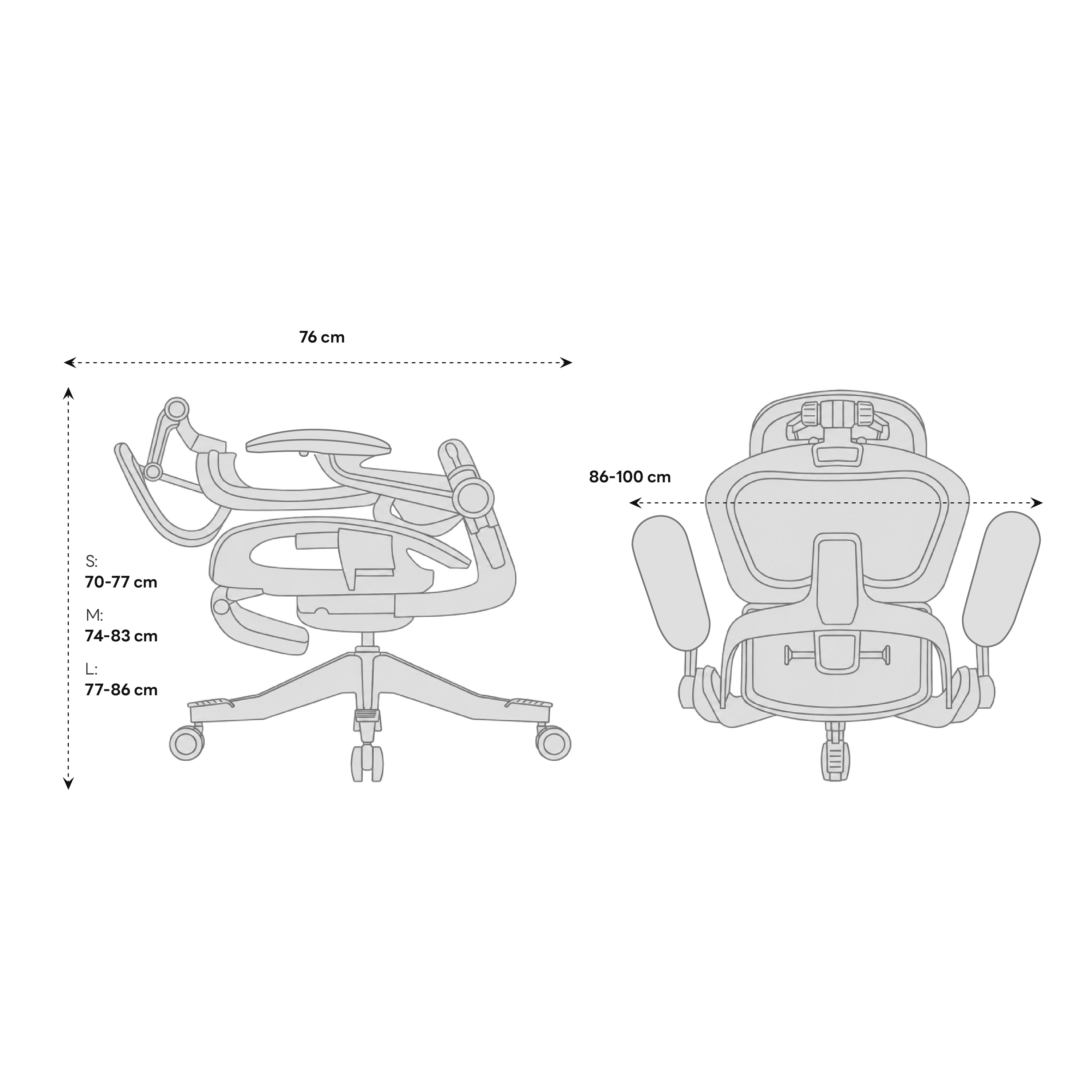 Shappa Smile Pro ergonomic chair folded dimensions