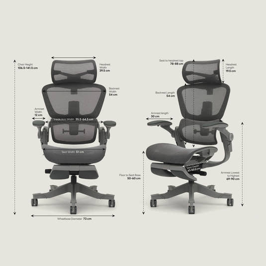 Shappa Smile Pro ergonomic chair dimensions