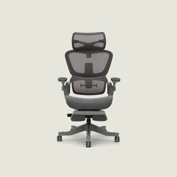 Gray | Shappa Smile Pro ergonomic chair front view