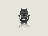 Shappa Spencer black ergonomic office chair with headrest and footrest, front view