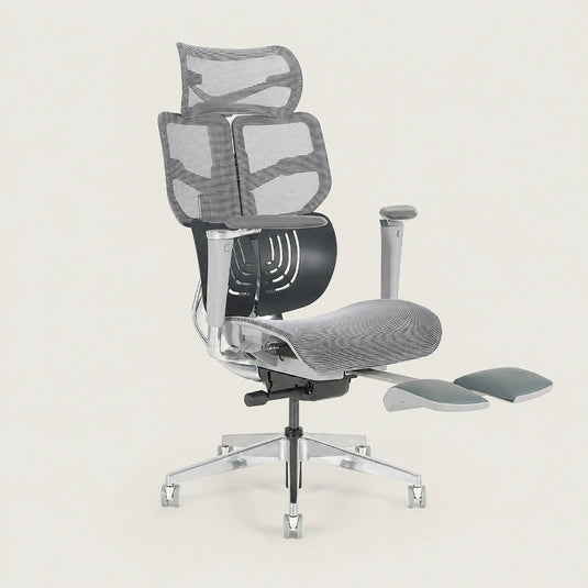 Shappa Spencer ergonomic office chair with footrest fully extended for full recline