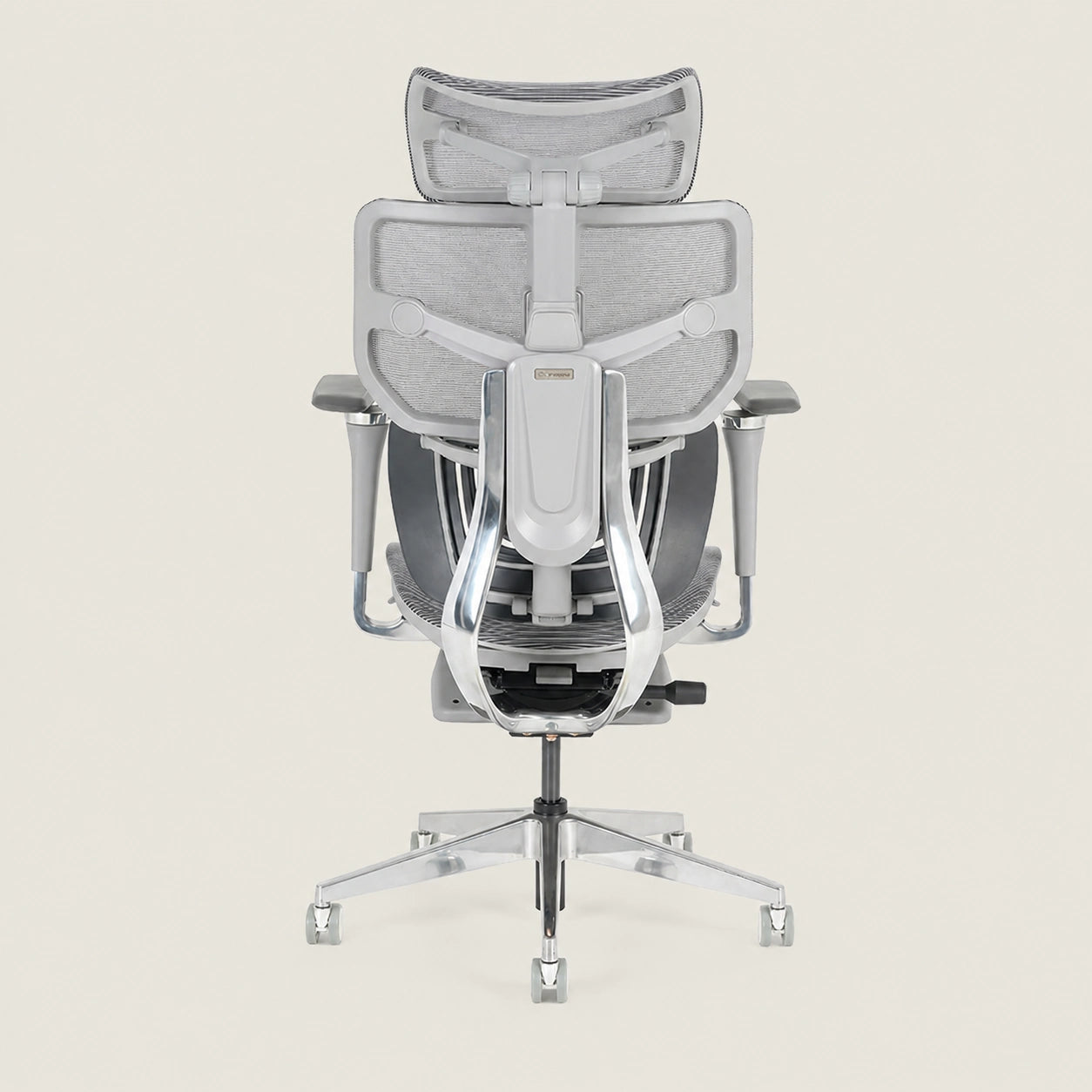 Shappa Spencer ergonomic office chair back view showing adjustable lumbar support frame
