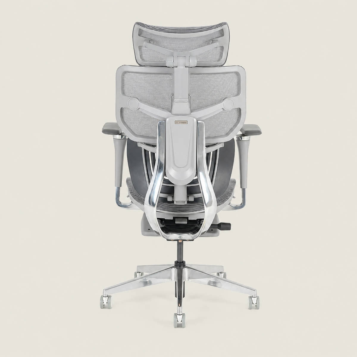 Shappa Spencer ergonomic office chair back view showing adjustable lumbar support frame