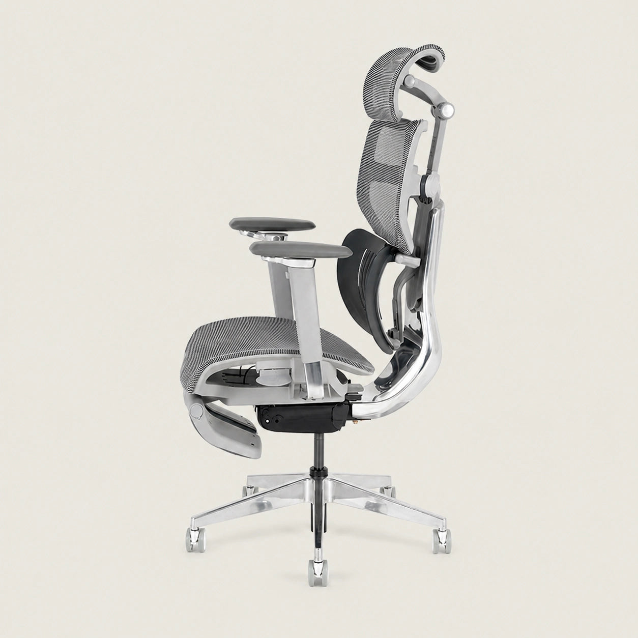 Shappa Spencer ergonomic office chair side profile showing curved backrest and adjustable design