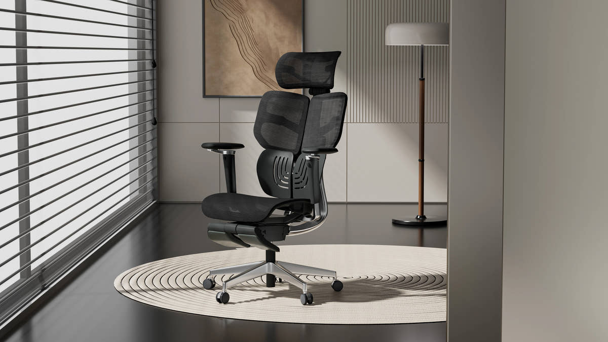 Shappa Spencer modern black ergonomic office chair in a stylish home office setting