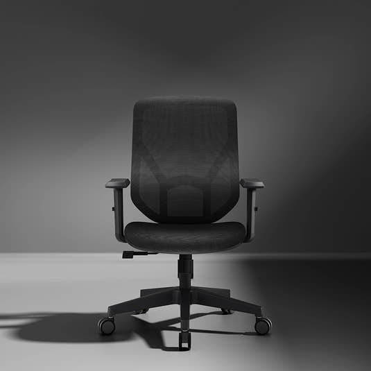 Shappa A19 desk chair black - quality mesh office chair on dark studio background