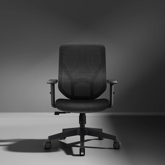 Shappa A19 desk chair black - quality mesh office chair on dark studio background