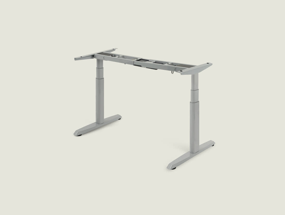 Shappa MO2 electric standing desk legs in grey - dual motor oval tube frame only
