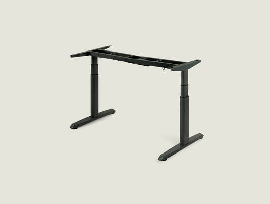 Shappa MO2 electric standing desk legs in black - dual motor oval tube frame only