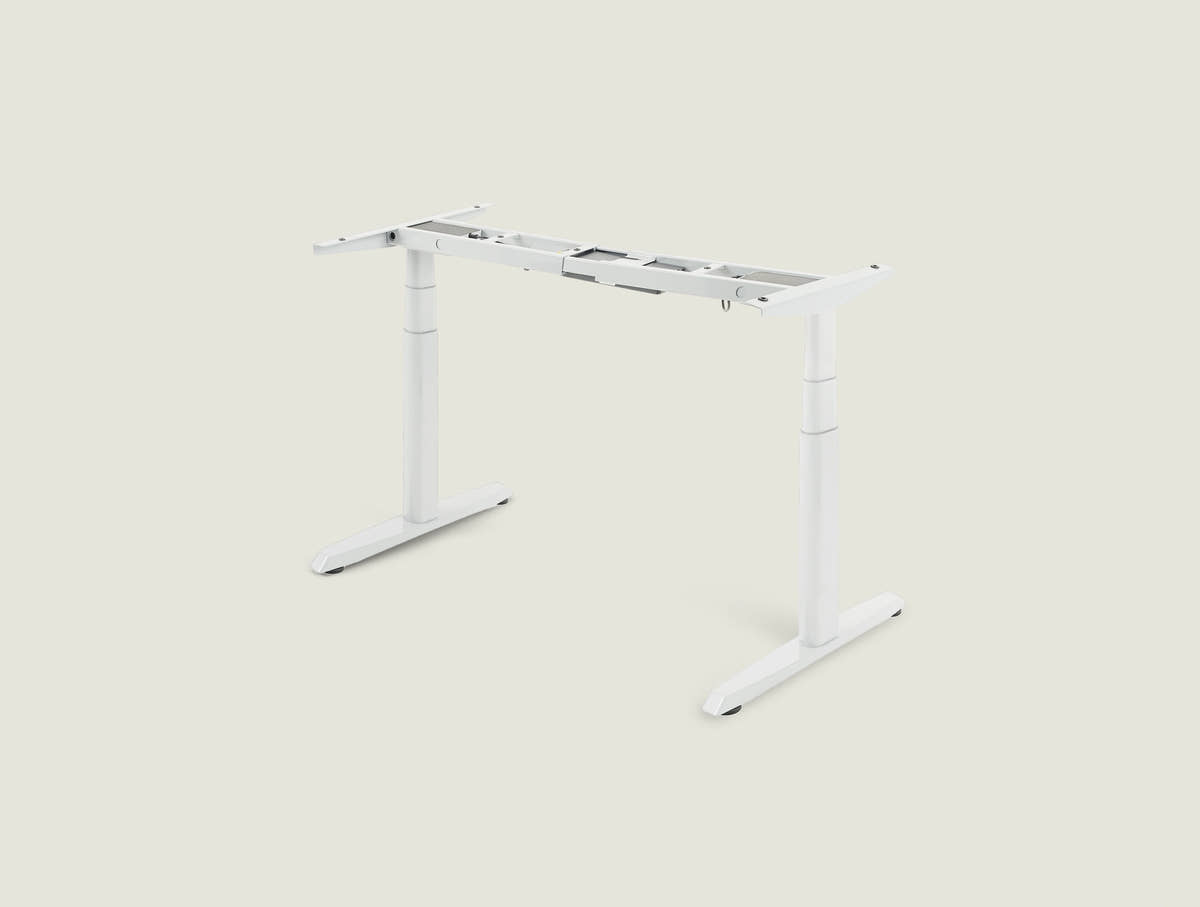 Shappa MO2 electric standing desk legs in white - dual motor oval tube frame only
