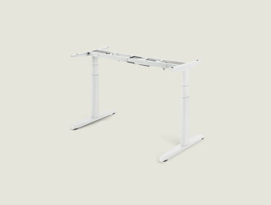 Shappa MO2 electric standing desk legs in white - dual motor oval tube frame only